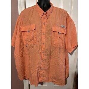 Columbia PFG Vented Fishing Shirt Mens 4X  Orange Peach Omni Shade Short…
